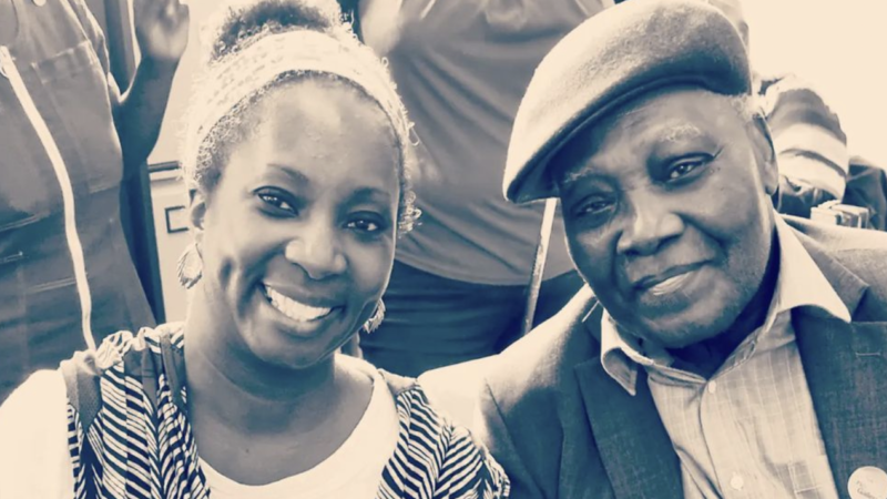 Wendy Shearer with Steven James Weir, the great nephew of Louise Bennett, MBE.