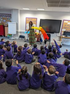 Wendy Shearer storytelling at Montpelier School