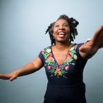 Wendy Shearer with outstretched arms