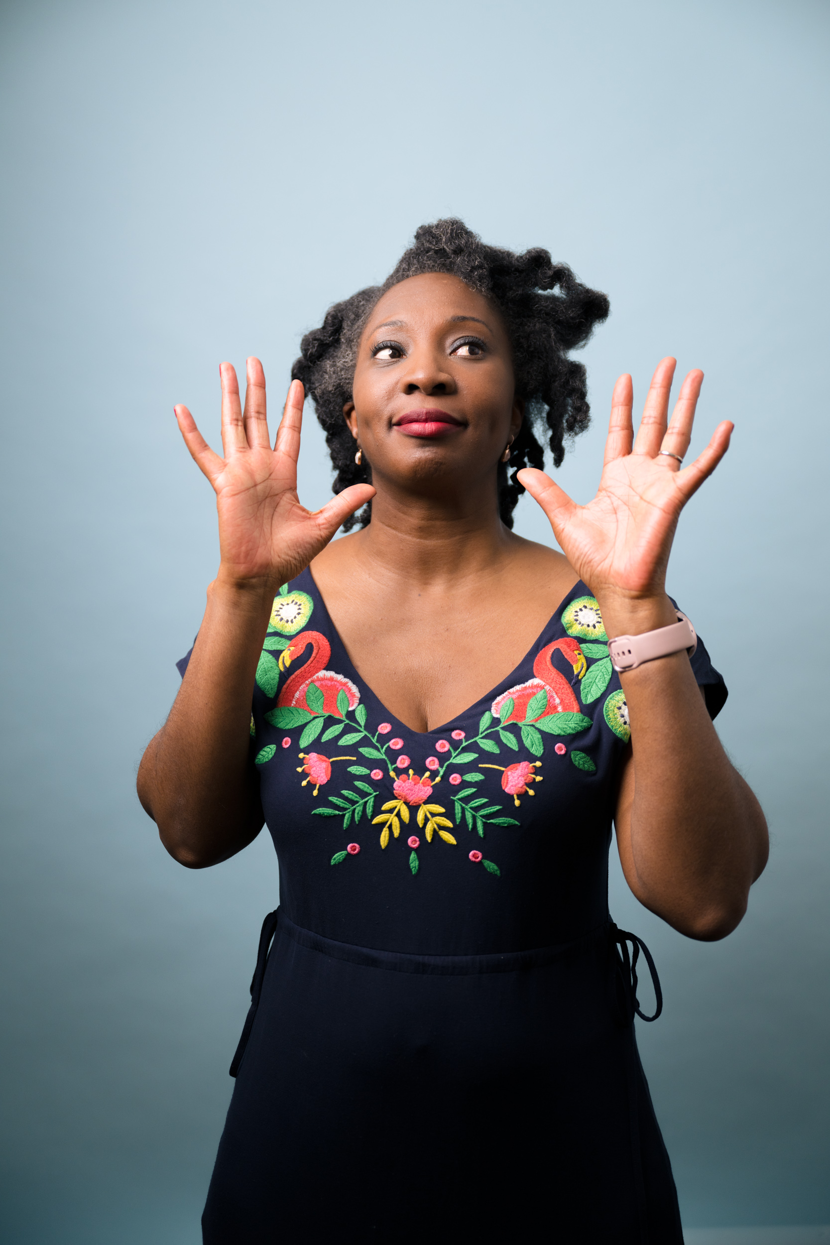 Wendy Shearer with hands up