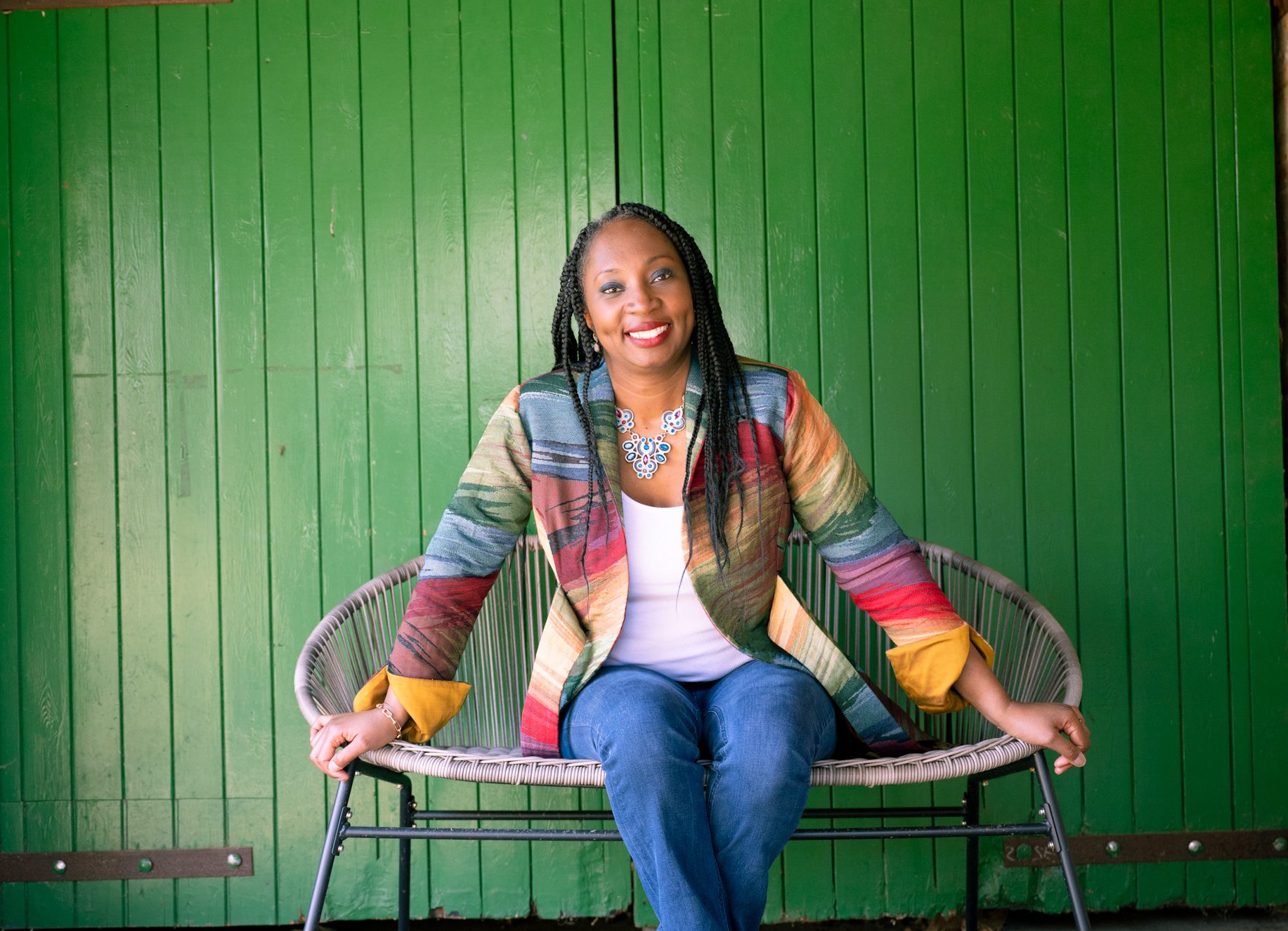 Wendy Shearer sitting outside