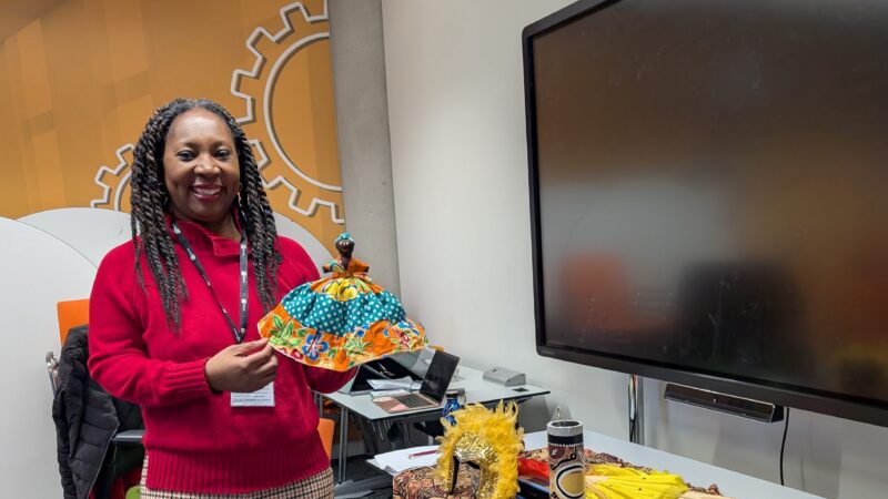 Wendy Shearer setting up props