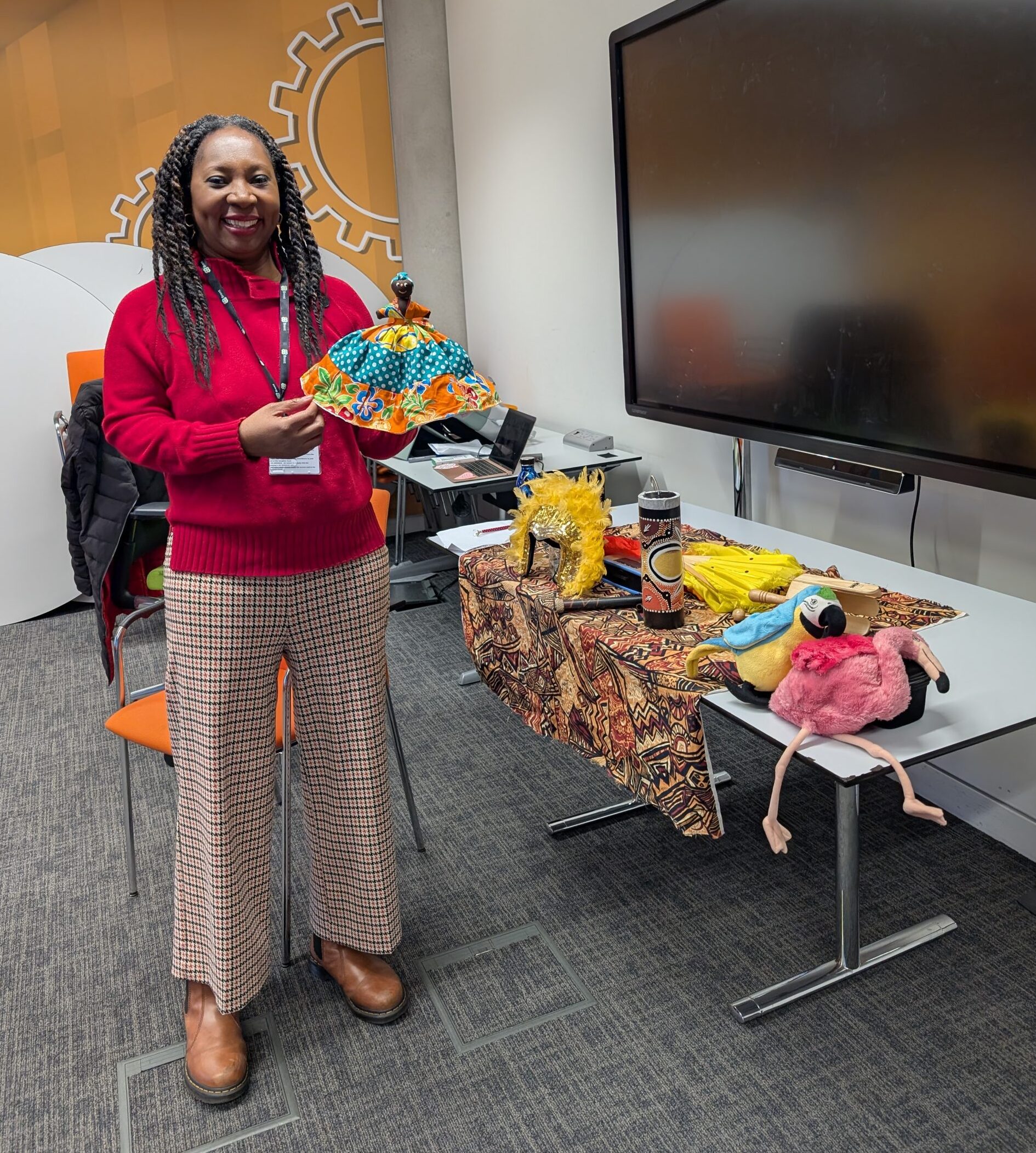 Wendy Shearer setting up props