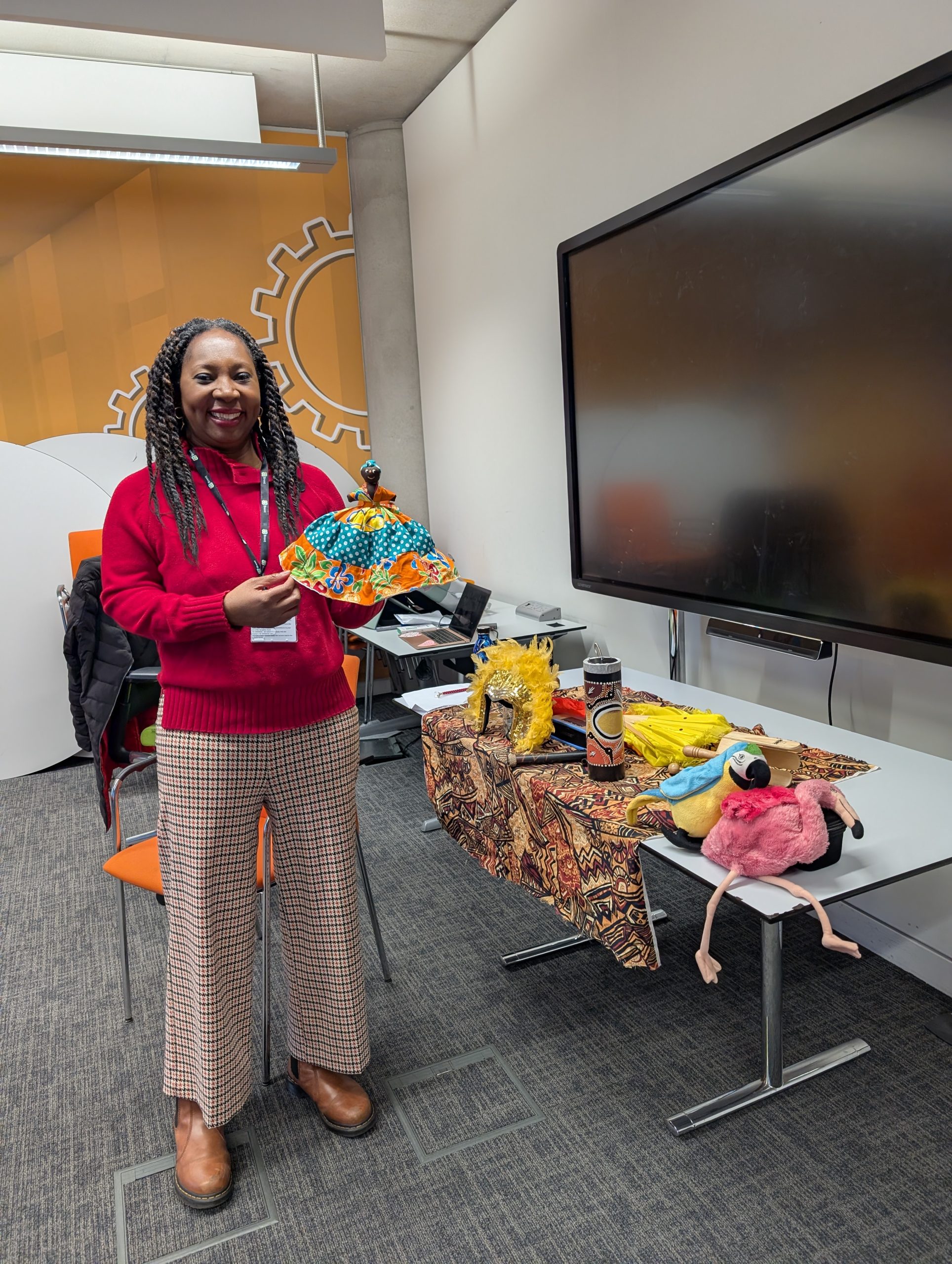 Wendy Shearer setting up props