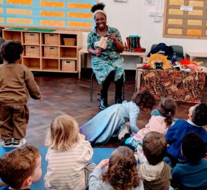 Wendy Shearer storytelling at Holmewood Nursery